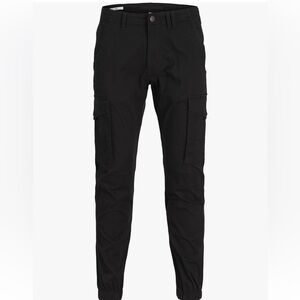 NWT Jack & Jones Paul Flake Slim Fit Cargo Pants - Black - 33W x 34L